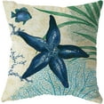thumbnail image 1 of Beach Pillow Covers Cotton Linen Nautical Throw Pillowcases Sea Theme Coastal Cushion Cover 18 x 18 inch, 1 of 3