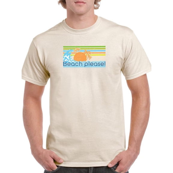 Beach Please Cool Waves Art T-Shirt Men -Image by Shutterstock, Male Small