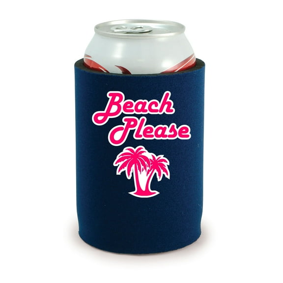 Beach Please Full Bottom Neoprene Can (Navy)