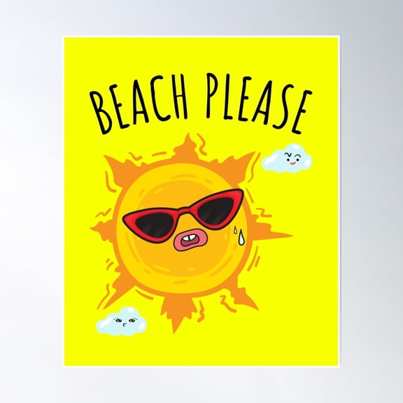 Beach Please Poster Wall Art, Modern Wall Decor, 24x36 UNFRAMED