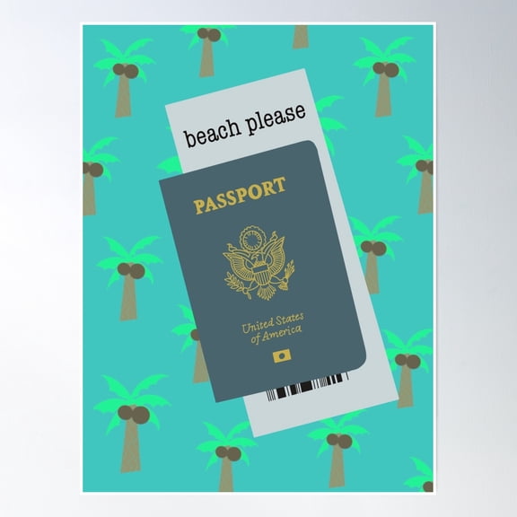 Beach Please Poster Wall Art, Modern Wall Decor, 8x12 UNFRAMED