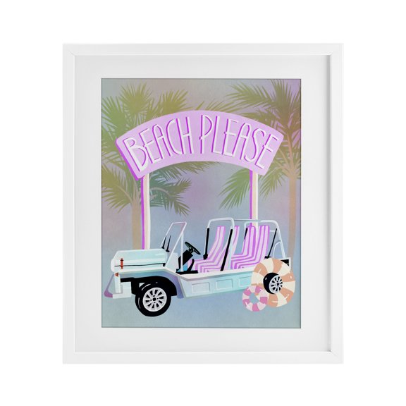 Stupell Industries Beach Please Summer Car White Framed Print Under Glass, design by Ziwei Li, 21 x 17