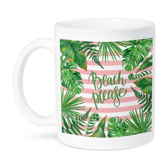 3dRose, Beach Please Summer Vacation Wild Jungle Illustration , 15oz Mug