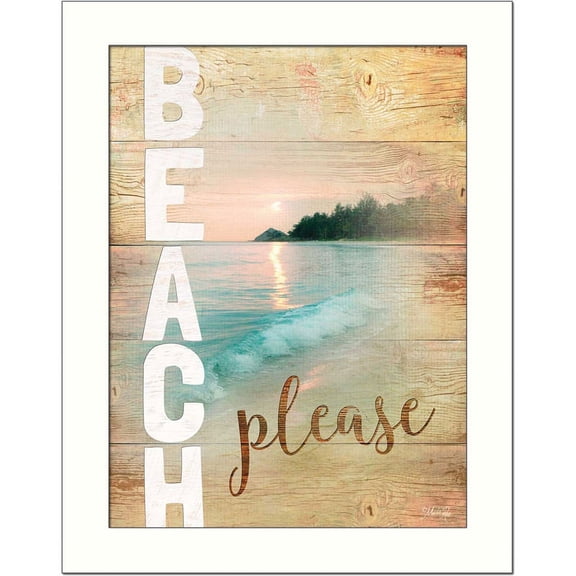 Beach Please by Marla Rae Framed Print Wall Art Wood Multi-Color