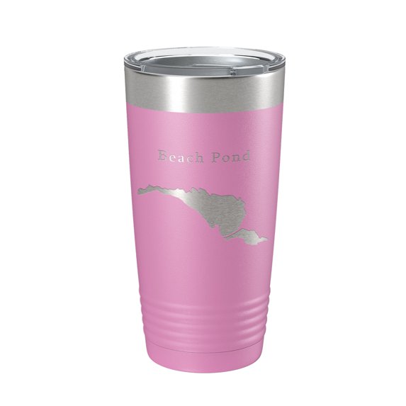 Beach Pond Tumbler Lake Map Travel Mug Insulated Laser Engraved Coffee Cup Connecticut Rhode Island 20 oz Light Purple