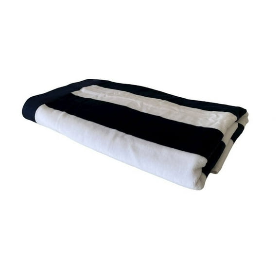 Beach Pool Towel, Cabana Striped One Side Terry and One Side Velour, 32x70 inches