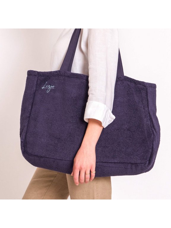 Navy Blue Reversible Turkish Cotton Beach & Pool Tote