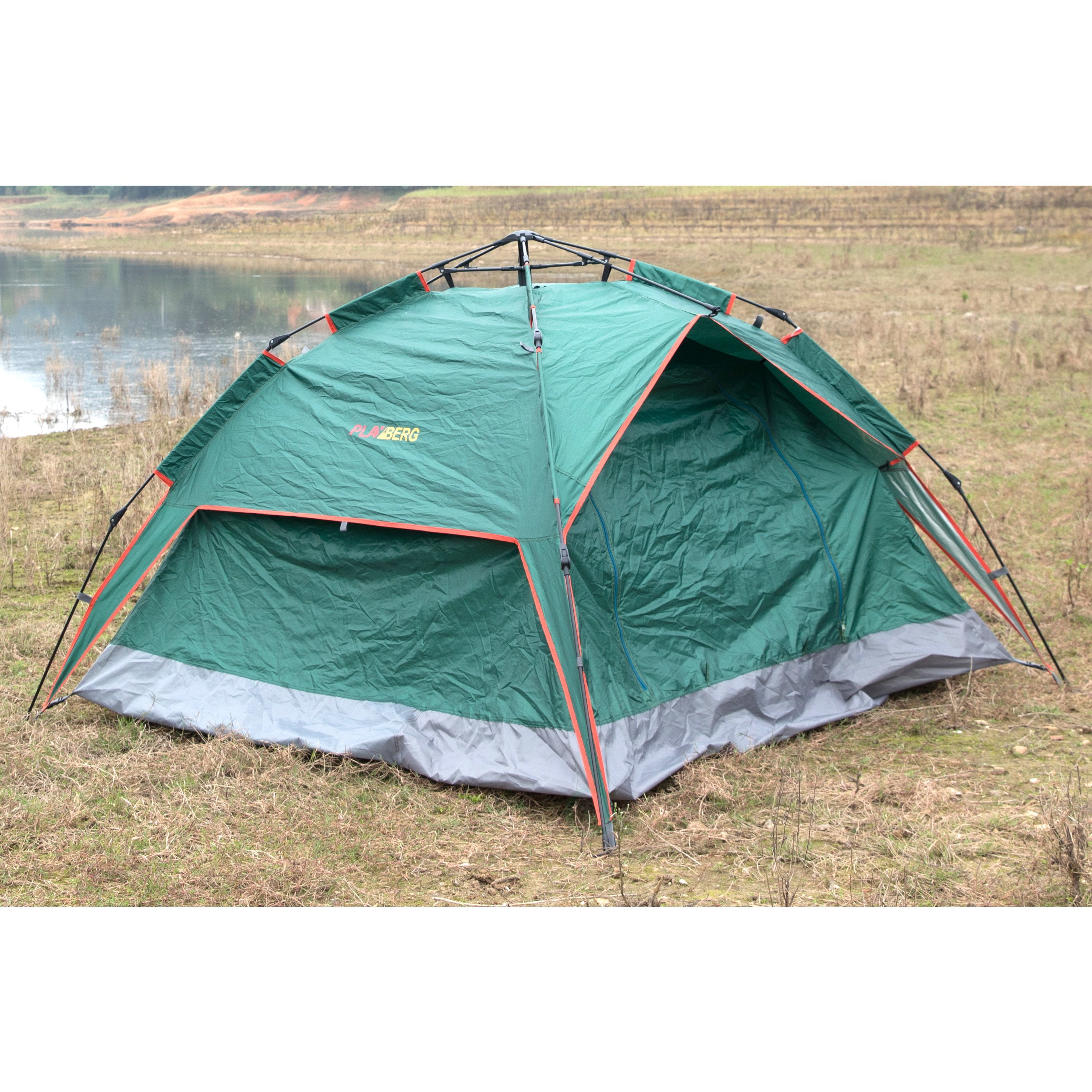 Green Water-Resistant Pop-Up Camping Tent for 2 Persons