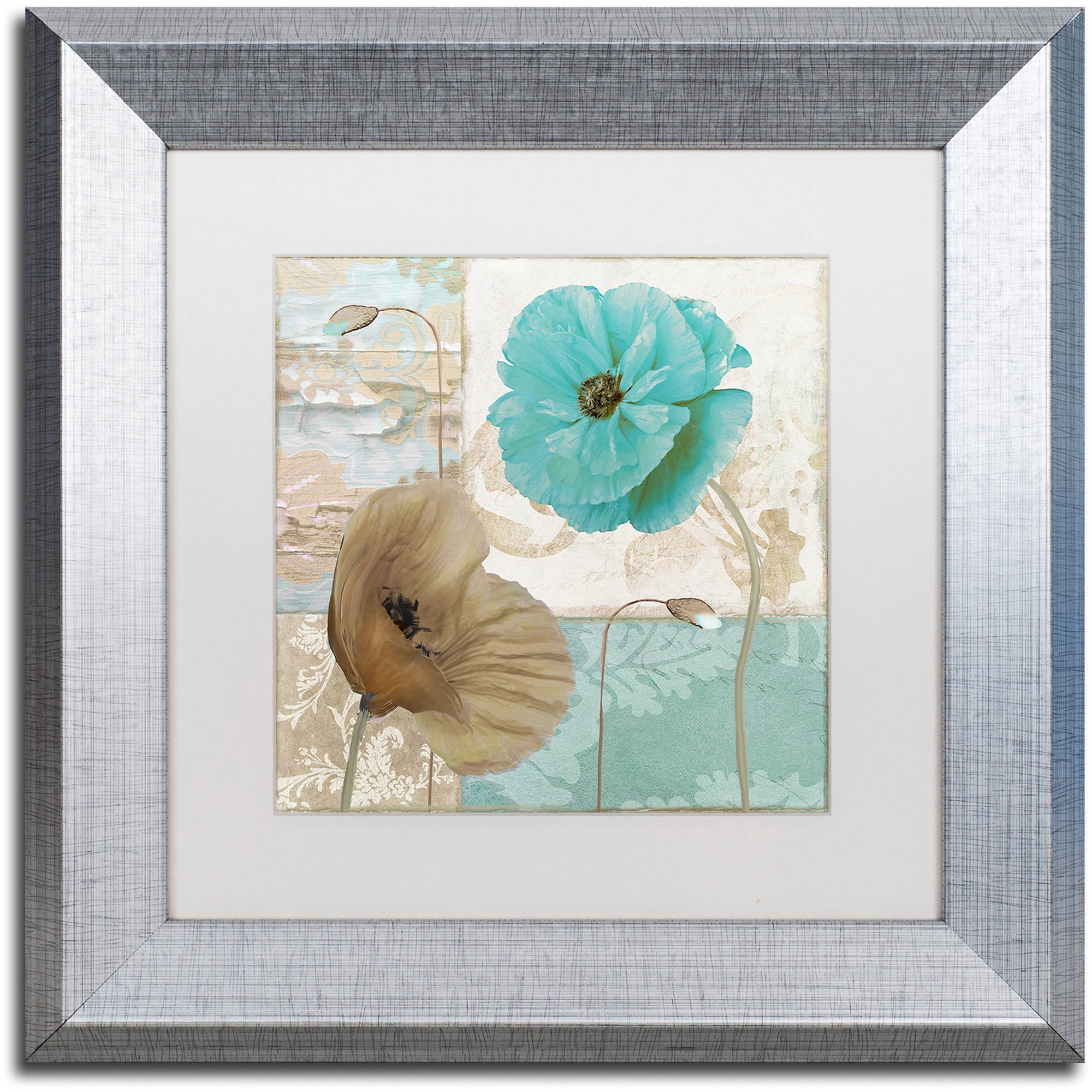 "Beach Poppies IV" Canvas Art by Color Bakery White Matte, Silver Frame