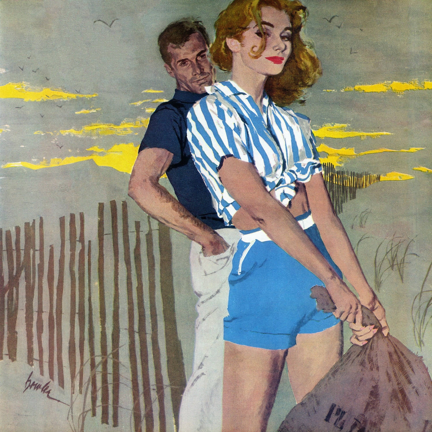 "Beach Pose" Painting Print on Wrapped Canvas