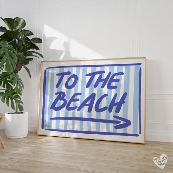 To The Beach Print In Light Blue, Beachy Wall Art, Above Bed Prints, Above Couch Art, Coastal Cowgirl, Surf Poster, East Coast Nautical Art Poster, Poster Only