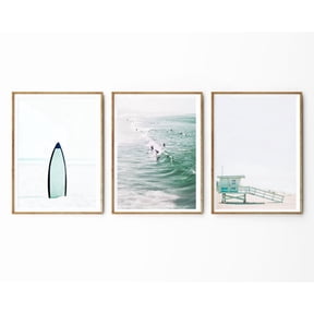 Beach Prints Surf Art Set California Coastal Decor 3 Piece Wall Art, Poster Only