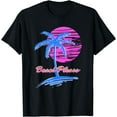 thumbnail image 1 of Beach Pun Beach Please Synthwave Retrowave T-Shirt, 1 of 3