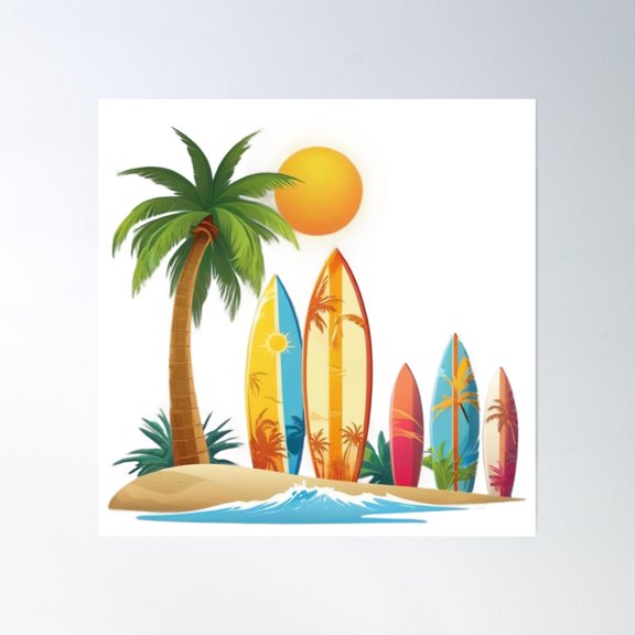 Beach Ready Poster Wall Art, Modern Wall Decor, 16x16 UNFRAMED