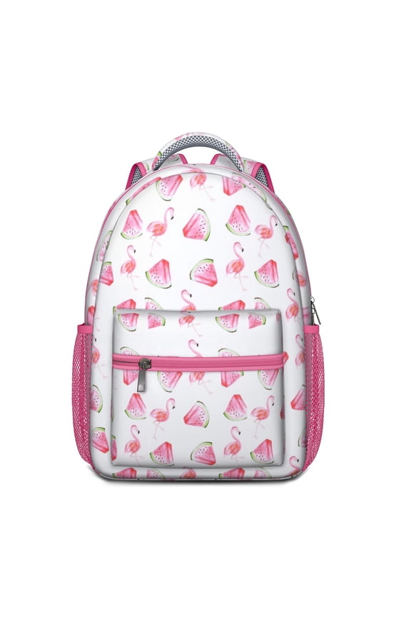 Beach Ready Watermelon Pattern School Backpack - Stylish & Functional Bag with Adjustable S-Shaped Shoulder Straps