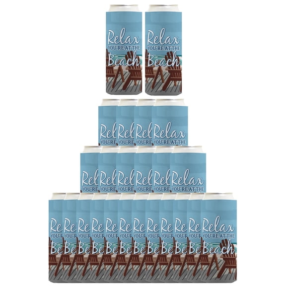 Beach Rental House Supplies Relax You're at the Beach 24-Pack Ultra Slim Can Drink Thermocoolers Party Pack