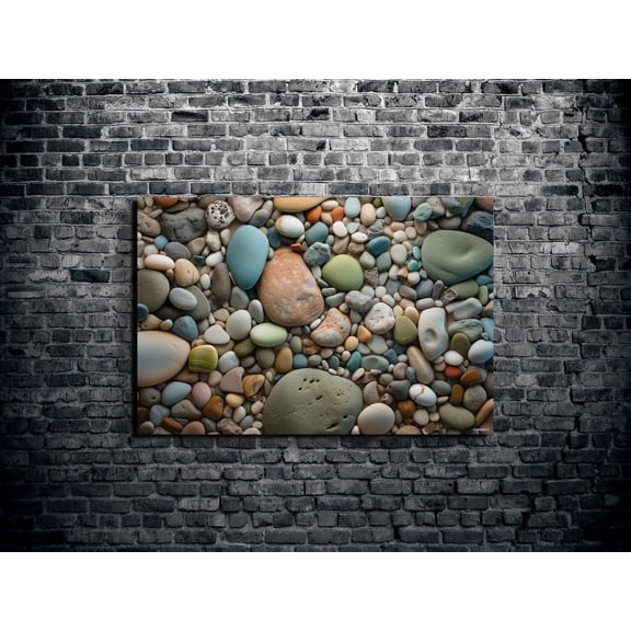 Beach Rocks And Pebbles Wall Art, Nature Earth Home Décor, Farmhouse 1.5" Gallery Style Wall Art, Modern Wall Decor, 8x12 UNFRAMED