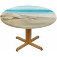thumbnail image 1 of Beach Round Tablecloth Sea Sand Shells Waterproof Oil-Proof Table Cover Table Cloth for Indoor Dining, Outdoor Picnic Parties, Camping,Fits for Table 40-44" Inches, 1 of 6