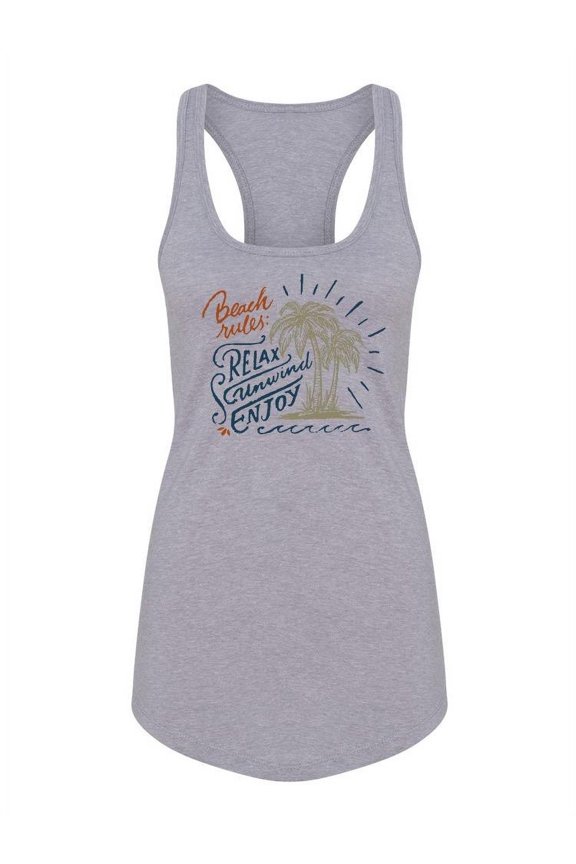 Beach Rules Quote Racerback Tank Women -Image by Shutterstock, Female x-Small