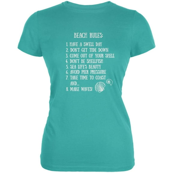 Beach Rules Teal Juniors Soft T-Shirt - X-Large