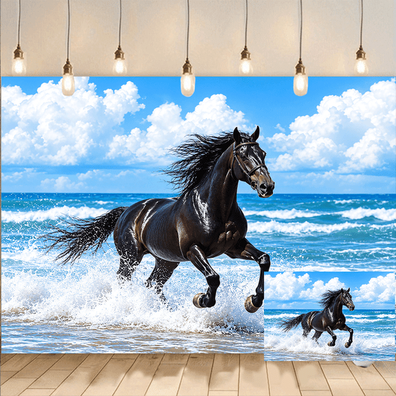 Beach Running Horse backdrop background Banner Photo Decor