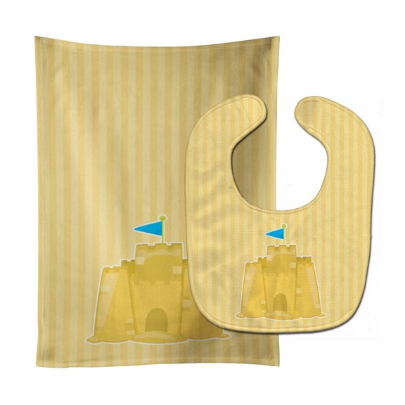 Beach Sand Castle Baby Bib and Burp Cloth