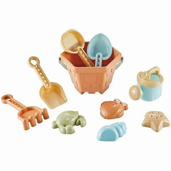 Beach Sand Tool Kit Summer Outdoor Molds Shovels Rakes Scoops Set, Portable Poolside Backyard Sandbox Family Vacation Gathering Supplies with Mesh Storage Bag