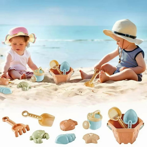Beach Sand Tool Set with Shovel and Rake for Outdoor Sandbox Sandcastle Building and Summer Seaside Digging Activities