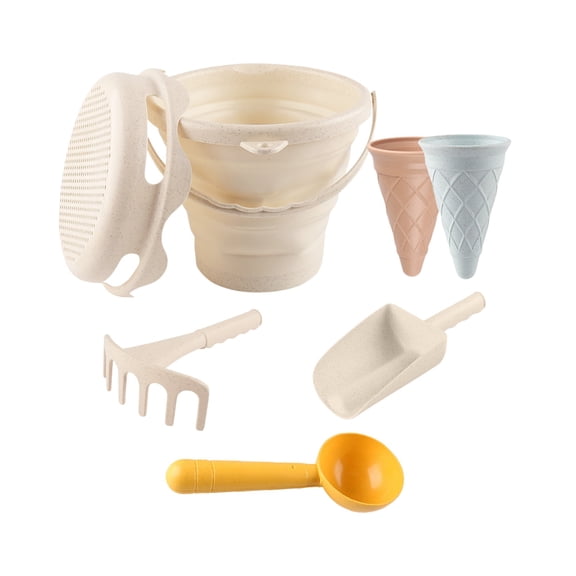Beach Sand Toy Set for , Outdoor Bucket and Shovel Combo, Sandcastle Tools for Seaside Play, 's Beach Toy Collection for Summer Fun(Beige)