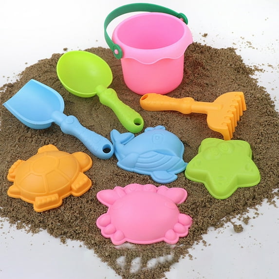 Beach Sand Toys - Sandbox Toys - Travel Sand Castle Building Kit - Sand Castle Kit with Beach Buckets and 3 Shovel Tools, Travel Beach Toys -Pink