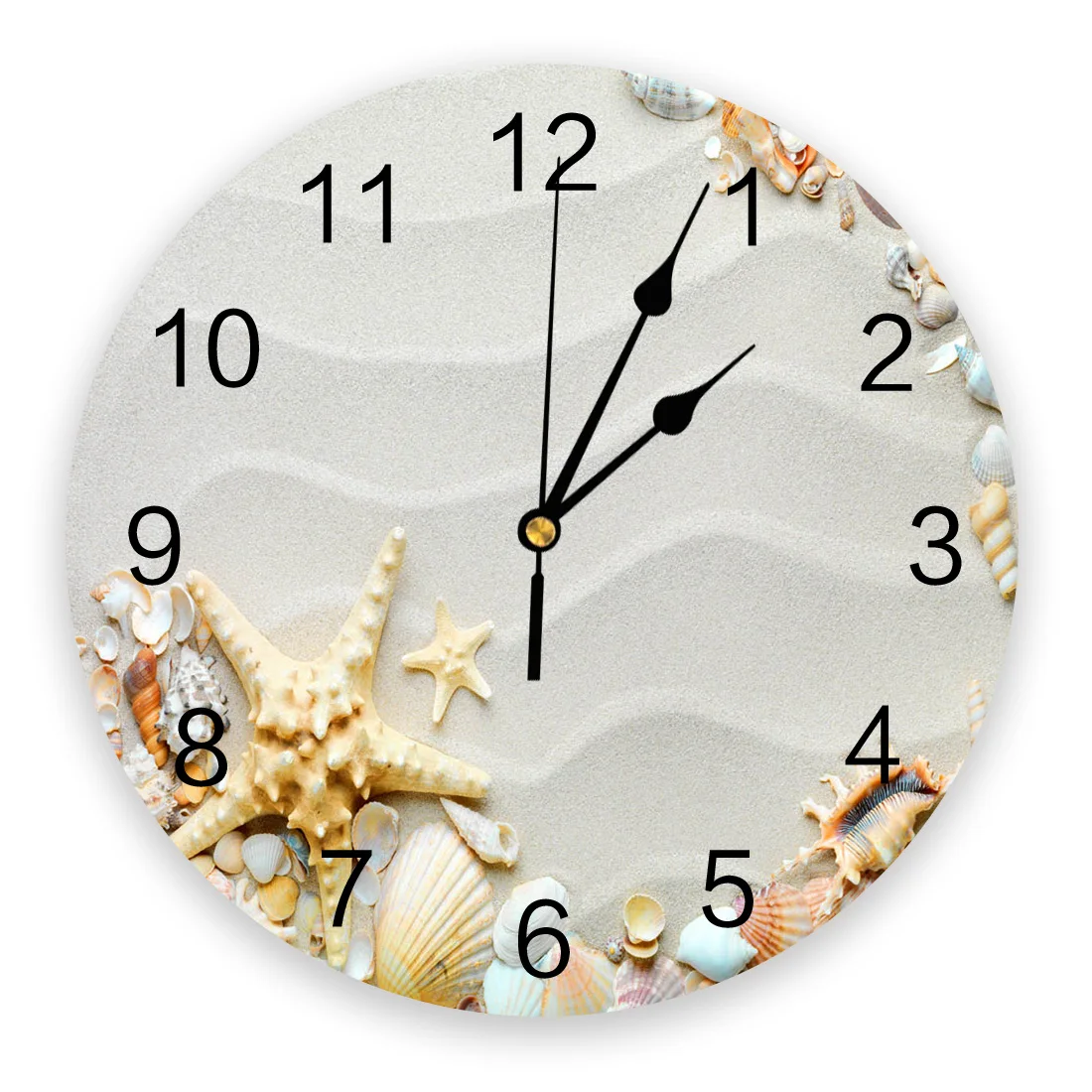 Beach Sand Waves Star Shell Conch Living Room Clock Wall Round Clocks r ...
