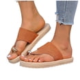 thumbnail image 1 of Beach Sandals For Women Summer Casual Comfy Slip-On Flip Flops Metal Buckle Woven Bottom toe Walking Shoes (7.5, Orange), 1 of 8