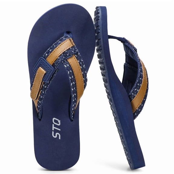 Beach Sandals Women's Flip Flops with Arch Support Quick Dry for Vacation Navy Size 6