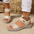 thumbnail image 1 of Beach Sandals for Woman, Xunlbb Women's Fashion Casual Retro One-Strap Spring And Summer New Breathable And Comfortable Flat Sandals(Beige,Size:43), 1 of 7