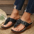 thumbnail image 1 of Beach Sandals for Woman, Xunlbb Women's Fashion Casual Spring New Style Clip-Toe Flower Thick-Soled Wedge Slippers(Black,Size:36), 1 of 7