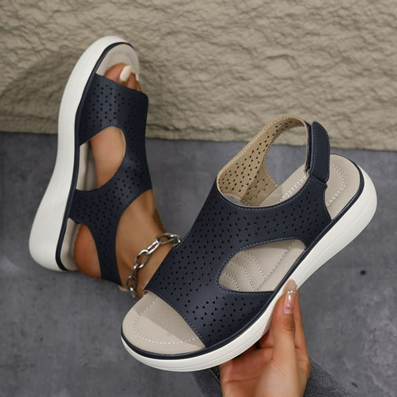 Beach Sandals for Woman, Xunlbb Women's Fashion Casual Summer New Wedge Heel Beach Thick-Soled Sandals(Black,Size:36)