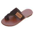 thumbnail image 1 of Beach Sandals for Women 2026 Breathable Flat Flip Flops Lightweight Ring Toe Summer Slide with Arch Support Brown Size 9.5, 1 of 6