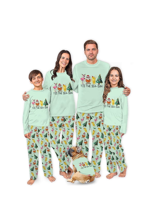 Beach Santa Pajamas For The Family Christmas Vacation, Tis The Season Santa, Plus Sizes Available