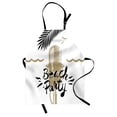 thumbnail image 1 of Beach Saying Apron, Beach Party Text on Retro Microphone Under Sketched Palm Leaves, Unisex Kitchen Bib with Adjustable Neck for Cooking Gardening, Adult Size, Camel Black White, by Ambesonne, 1 of 4