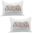 thumbnail image 1 of Beach Saying Knitted Quilt Pillowcover Set of 2, Lettering of Breathe in the Ocean Text with Ocean Elements, Standard Queen Pillow Sham Bedroom, 30" x 20", Teal and Vermilion, by Ambesonne, 1 of 1