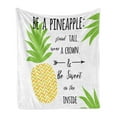 thumbnail image 1 of Beach Saying Soft Flannel Fleece Throw Blanket, Inspirational Words Be a Pineapple Exotic Fresh Fruit Design Arrow Motif, Cozy Plush for Indoor and Outdoor Use, 70" x 90", Multicolor, by Ambesonne, 1 of 6