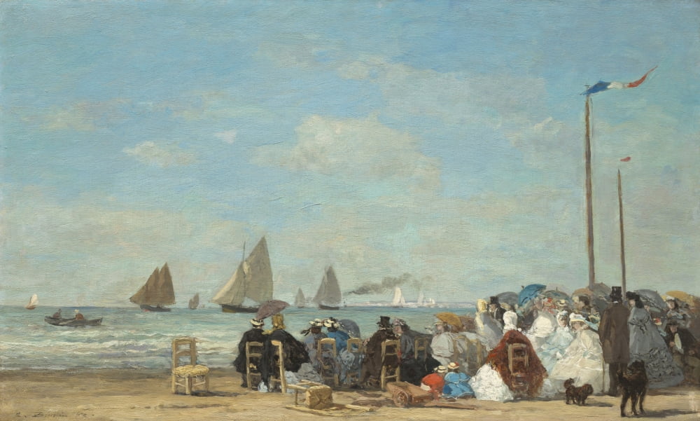 Beach Scene At Trouville Canvas Art - (24 x 18)