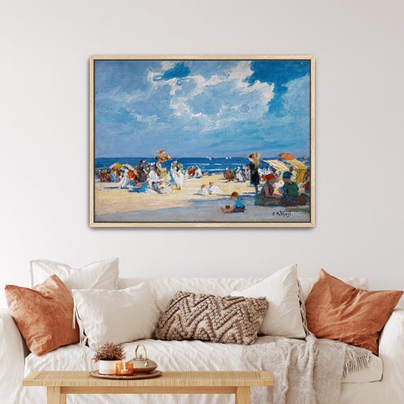 Beach Scene By Edward Henry Potthast Canvas Print Beach Art Beach Scene Print (B0177)