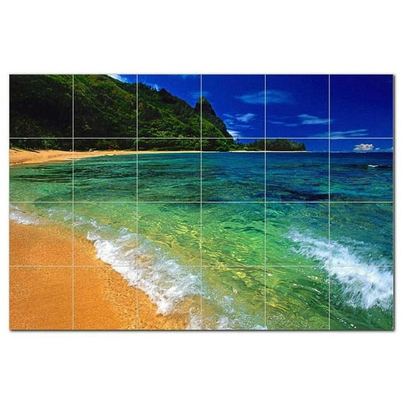 Beach Scene Ceramic Tile Mural Kitchen Backsplash Bathroom Shower, 404062-M64