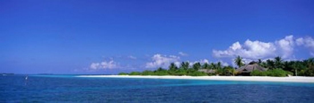 Beach Scene Maldives Canvas Art - Panoramic Images (18 x 6)