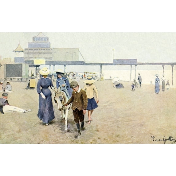 Beach Scene Poster Print By Mary Evans Picture Library Peter & Dawn Cope Collection (36 X 24)