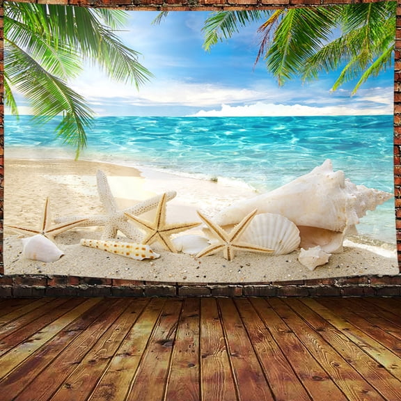 Beach Scene Tapestry Ocean Beach Tapestry Wall Hanging Tropic Paradise Beach Wall Tapestry Coconut Tree Tapestry Hippie Bohemian Tapestry Palm Tree Tapestry for Home Decor(60X40)