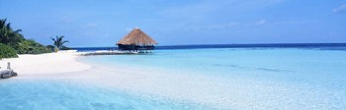 Beach Scene The Maldives Canvas Art - Panoramic Images (18 x 6)
