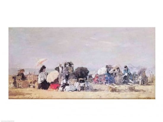 Beach Scene Trouville 1873 Canvas Art - Eugene louis Boudin (36 x 24)