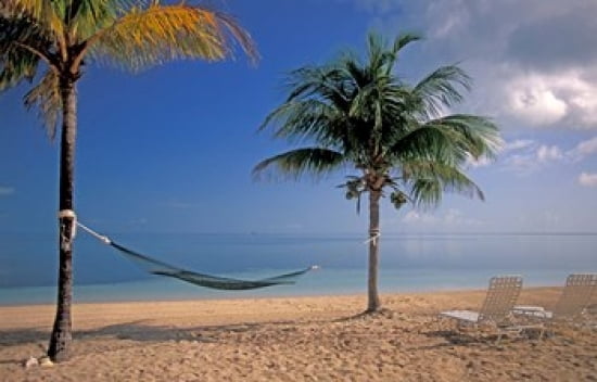 Beach Scene at The Inn at Bahama Bay Grand Bahama Island Caribbean Canvas Art - Nik Wheeler DanitaDelimont (36 x 23)